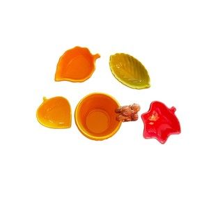 Autumn Ceramic Snack set 5 piece squirrel and leaf patterns